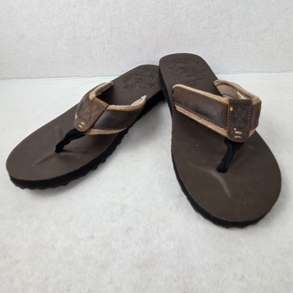 Carolina Shoe Mens Flip Flops Size 13 Brown Leather Workwear Sandals